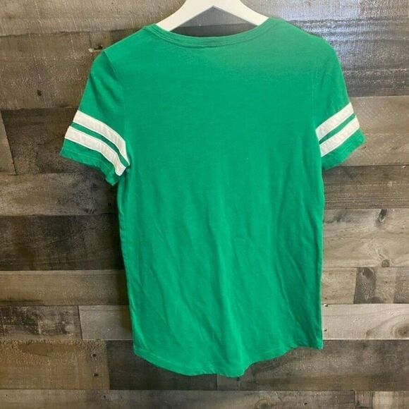 Victorias Secret PINK sz XS ~HAPPY HOLLA DAYS~ Tee-shirt Green/white - Picture 2 of 5